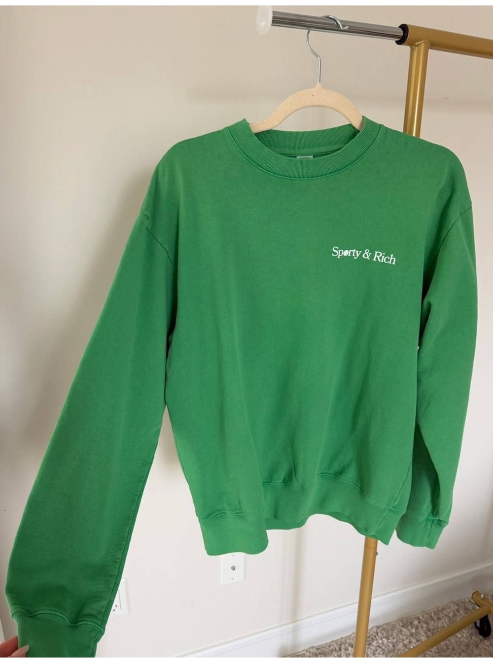 Sporty & Rich Emerald Green Crewneck Sweatshirt with Chest Logo
